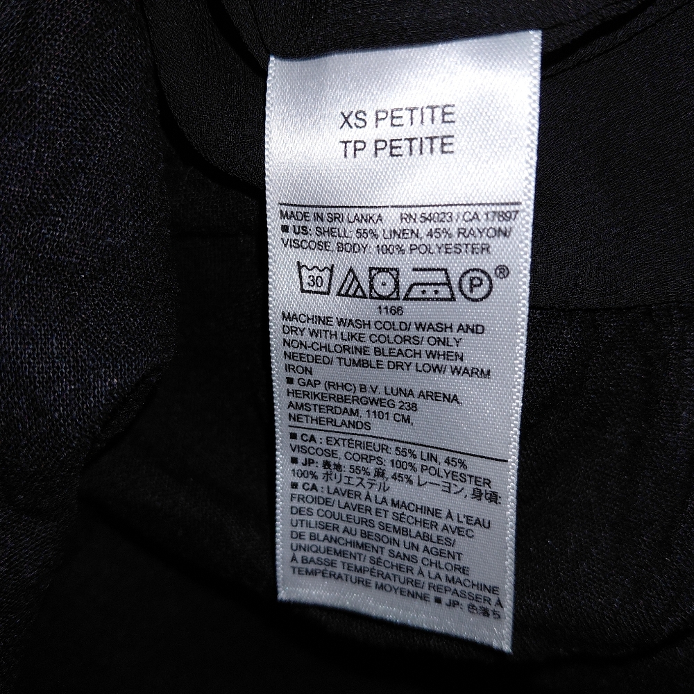 BANANA REPUBLIC Petite XS Black Linen Blend Button-Down Cropped Shirt - Picture 8 of 9